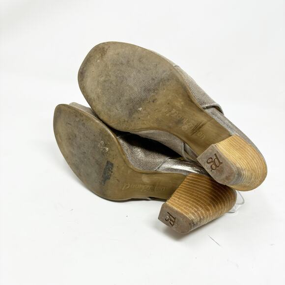 Paul Green Booties Size 7 Peep Toe Gold Laser Cut Metallic Leather Cayanne - Picture 8 of 14